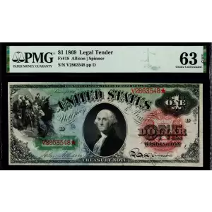 $1 1869 Large Red Legal Tender Issues 18