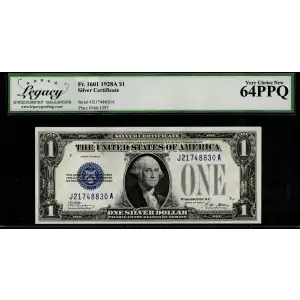 $1 1928-A blue seal. Small Silver Certificates 1601