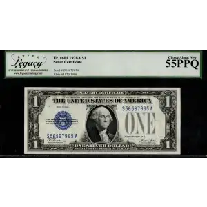 $1 1928-A blue seal. Small Silver Certificates 1601 (2)