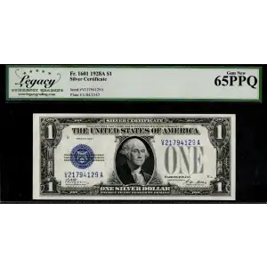 $1 1928-A blue seal. Small Silver Certificates 1601