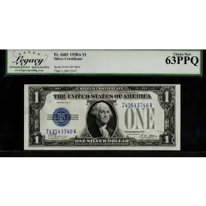 $1 1928-A blue seal. Small Silver Certificates 1601