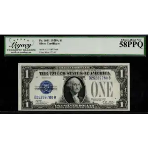 $1 1928-A blue seal. Small Silver Certificates 1601 (2)