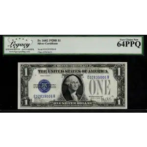 $1 1928-B blue seal. Small Silver Certificates 1602