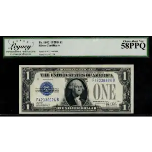$1 1928-B blue seal. Small Silver Certificates 1602
