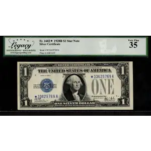 $1 1928-B blue seal. Small Silver Certificates 1602*