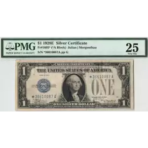 $1 1928-E blue seal. Small Silver Certificates 1605*