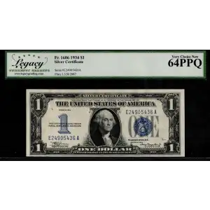 $1 1934 blue seal. Small Silver Certificates 1606 (2)