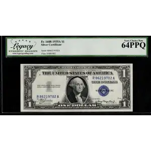 $1 1935-A blue seal. Small Silver Certificates 1608