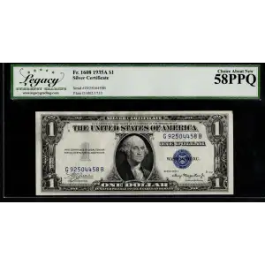 $1 1935-A blue seal. Small Silver Certificates 1608