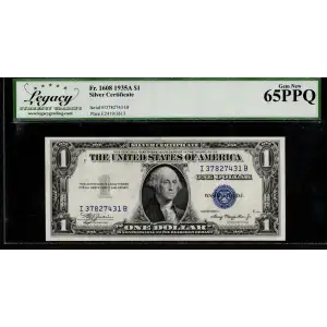 $1 1935-A blue seal. Small Silver Certificates 1608