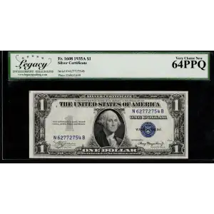 $1 1935-A blue seal. Small Silver Certificates 1608