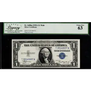 $1 1935-A blue seal. Small Silver Certificates 1608m
