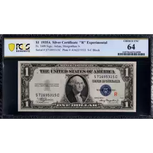 $1 1935-A blue seal. Small Silver Certificates 1609
