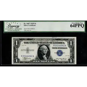 $1 1935 blue seal. Small Silver Certificates 1607