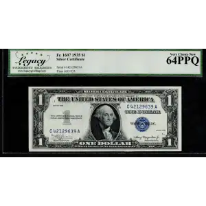 $1 1935 blue seal. Small Silver Certificates 1607