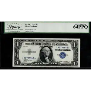 $1 1935 blue seal. Small Silver Certificates 1607