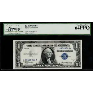 $1 1935 blue seal. Small Silver Certificates 1607