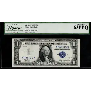 $1 1935 blue seal. Small Silver Certificates 1607