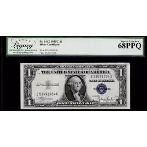 $1 1935-C blue seal. Small Silver Certificates 1612
