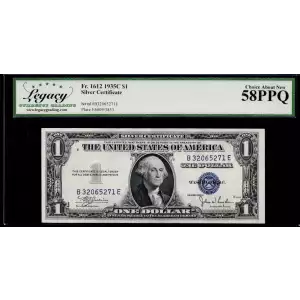 $1 1935-C blue seal. Small Silver Certificates 1612