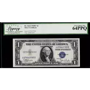 $1 1935-C blue seal. Small Silver Certificates 1612