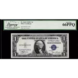 $1 1935-C blue seal. Small Silver Certificates 1612