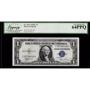 $1 1935-C blue seal. Small Silver Certificates 1612