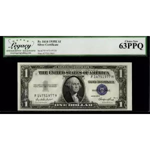 $1 1935-E blue seal. Small Silver Certificates 1614