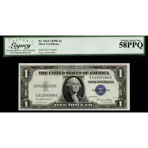 $1 1935-E blue seal. Small Silver Certificates 1614