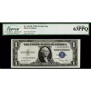 $1 1935-E blue seal. Small Silver Certificates 1614*
