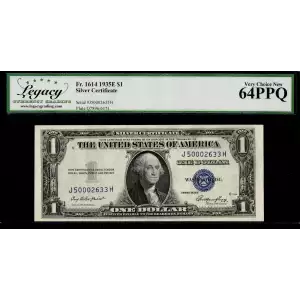 $1 1935-E blue seal. Small Silver Certificates 1614 (2)