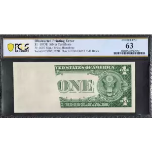 $1 1935-E blue seal. Small Silver Certificates 1614
