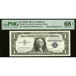 $1 1957-B blue seal. Small Silver Certificates 1621