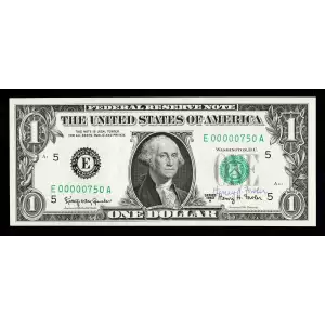 $1 1963-A. Green seal. Small Size $1 Federal Reserve Notes 1901-E