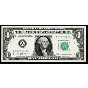 $1 1963 Green seal. Small Size $1 Federal Reserve Notes 1900-A*