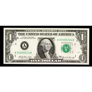 $1 1969-A. Green seal. Small Size $1 Federal Reserve Notes 1904-A