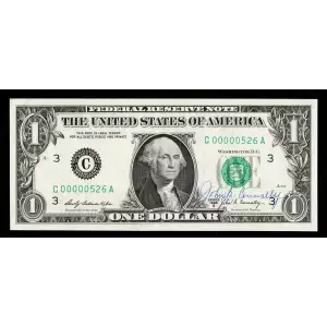 $1 1969-B. Green seal. Small Size $1 Federal Reserve Notes 1905-C