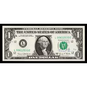 $1 1969-D. Green seal. Small Size $1 Federal Reserve Notes 1907-L