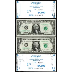$1 1974 Green seal. Small Size $1 Federal Reserve Notes 1908-G