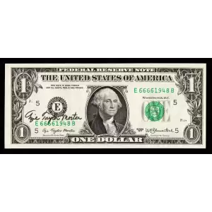 $1 1977 Green seal. Small Size $1 Federal Reserve Notes 1909-E