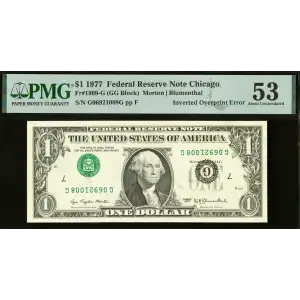 $1 1977 Green seal. Small Size $1 Federal Reserve Notes 1909-G