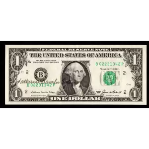 $1 1985 Green seal. Small Size $1 Federal Reserve Notes New York 1913-B