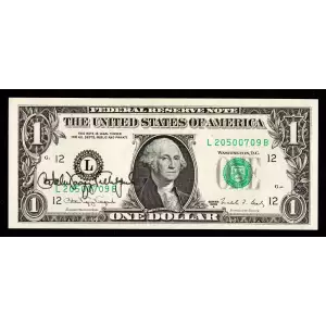 $1 1988-A. Green seal. Small Size $1 Federal Reserve Notes 1915-L