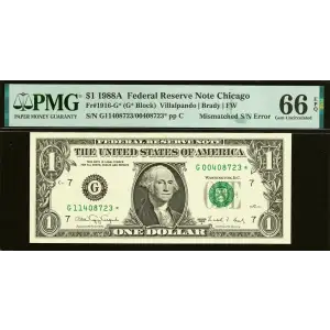 $1 1988-A. Green seal. Small Size $1 Federal Reserve Notes 1916-G* (2)