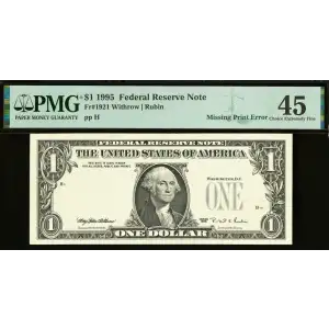 $1 1995 Green seal. Small Size $1 Federal Reserve Notes 1921-A