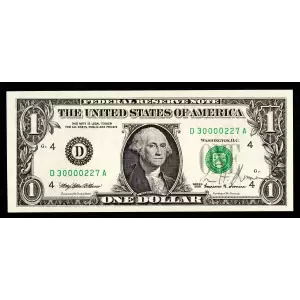 $1 1999 Green seal. Small Size $1 Federal Reserve Notes 1924-D
