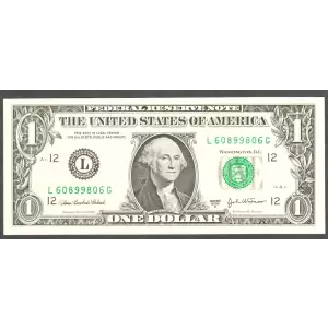 $1 2003-A. Green seal. Small Size $1 Federal Reserve Notes 1930-L