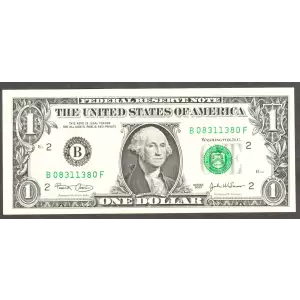 $1 2003 Green seal. Small Size $1 Federal Reserve Notes 1928-B
