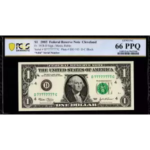 $1 2003 Green seal. Small Size $1 Federal Reserve Notes 1928-D