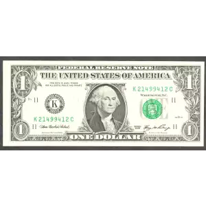 $1 2006 Green seal. Small Size $1 Federal Reserve Notes 1933-K